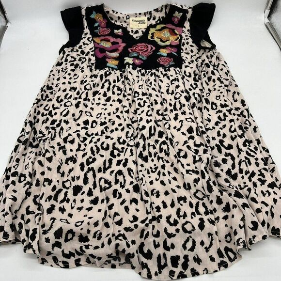 Savanna Jane Athena Leopard Dress Womens Boho Smock Style Sleeveless Large - Picture 1 of 6